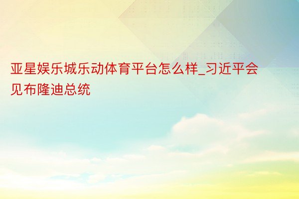 亚星娱乐城乐动体育平台怎么样_习近平会见布隆迪总统