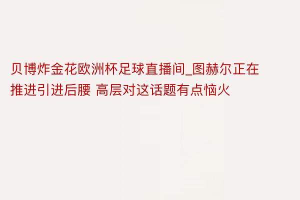 贝博炸金花欧洲杯足球直播间_图赫尔正在推进引进后腰 高层对这话题有点恼火