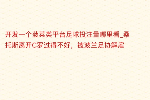 开发一个菠菜类平台足球投注量哪里看_桑托斯离开C罗过得不好，被波兰足协解雇