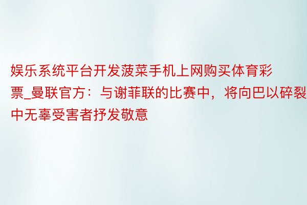 娱乐系统平台开发菠菜手机上网购买体育彩票_曼联官方：与谢菲联的比赛中，将向巴以碎裂中无辜受害者抒发敬意